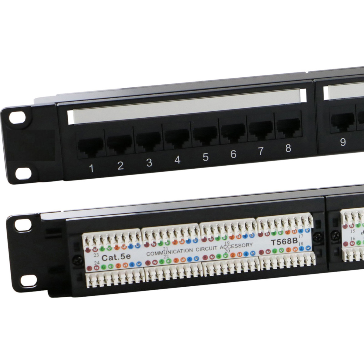 XeLAN Cat5e 24 Port Unscreened Patch Panel 1U LSA Punch Down Black