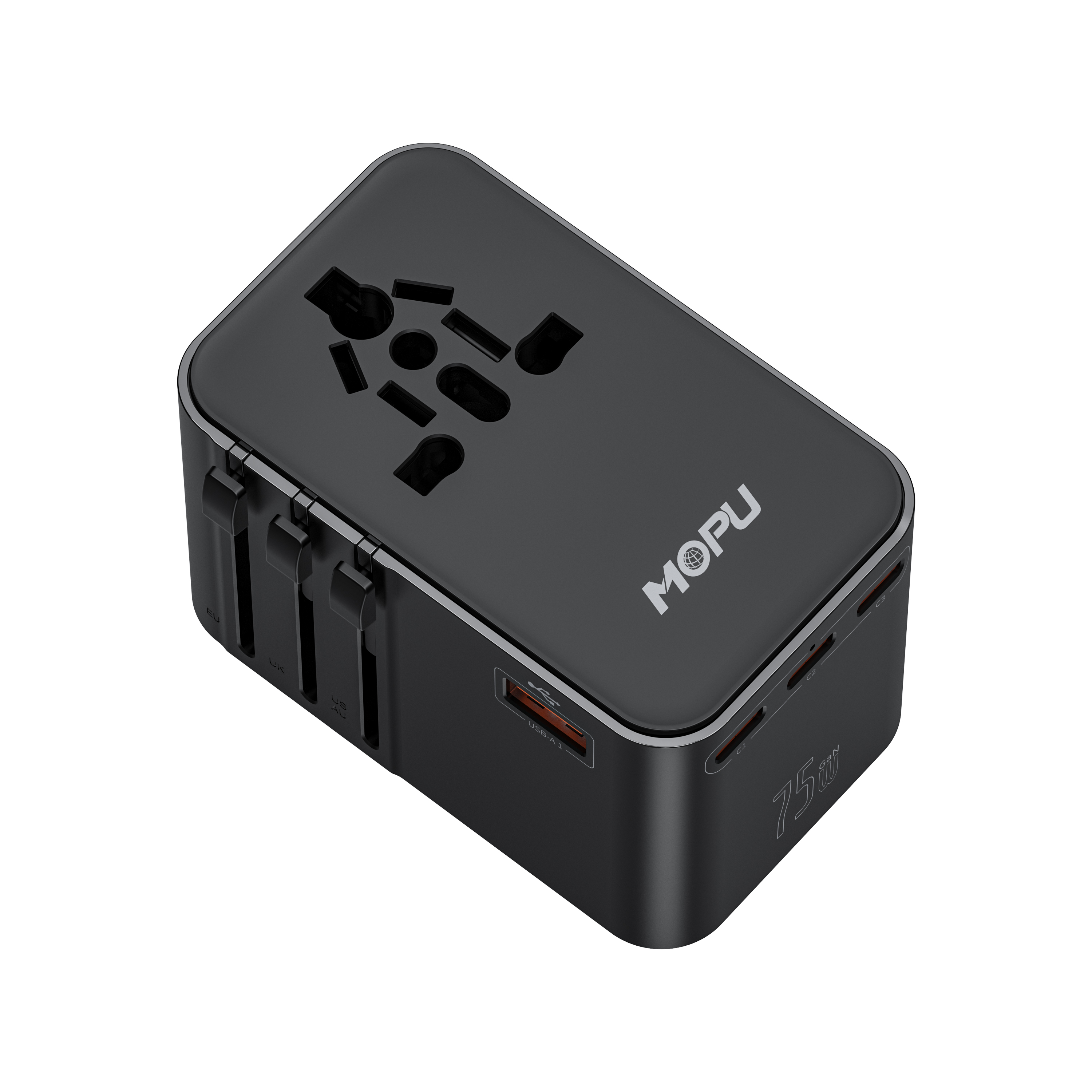 MOPU TA75 75W GaN Universal Travel Adapter 3 USB-C & 2 USB-A Worldwide Plug Charger