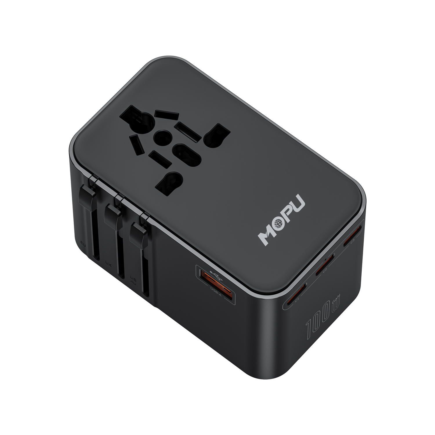 MOPU TA100 100W GaN Universal Travel Adapter 3 USB-C & 2 USB-A Worldwide Plug Charger