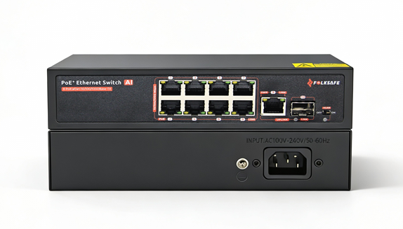 AVA 120W 8-Port 1000Mbps PoE CCTV Switch 250mSurge Protection 4KV Plug & play UK