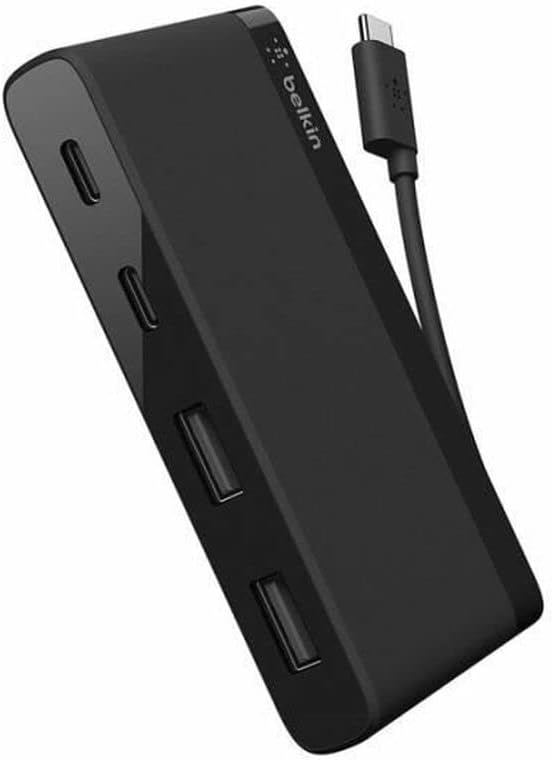Belkin USB-C 4-Port Mini Hub with Tethered USB-C Cable - USB-C Hub for MacBook Pro, Chromebook Pixel
