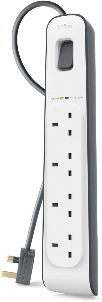 Belkin BSV400af2m 4 Plug 2 m Surge Protection Extension Lead Strip - White