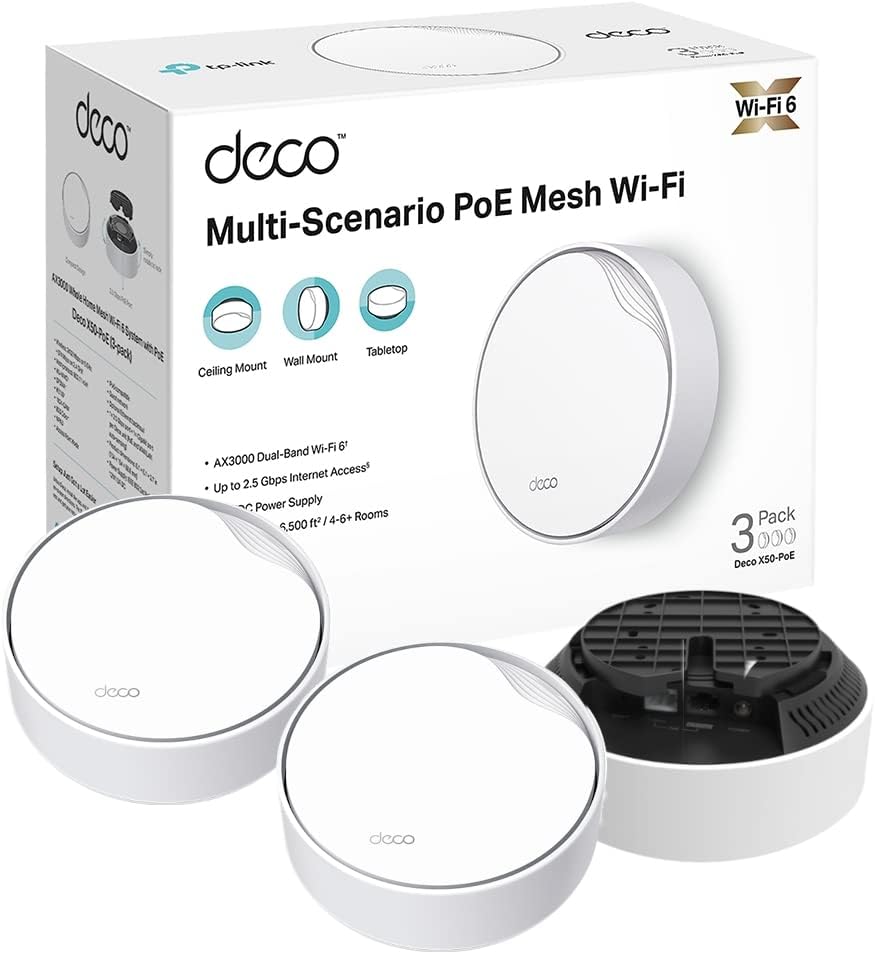 TP-Link Deco X50-PoE AX3000 Whole Home Mesh Wi-Fi 6 with PoE Dual-Band 3 Pack UK