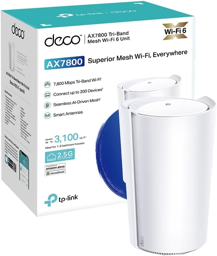 TP-Link Deco X95 AX7800 Whole Home AI-driven Wi-Fi 6, Tri-Band