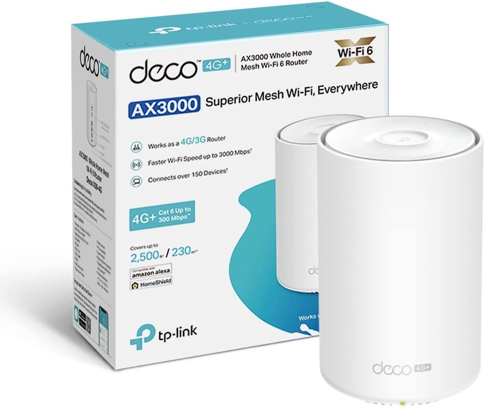 TP-Link Deco X50-4G AX3000 Whole Home Wi-Fi 6 Mesh Gateway, 4G+ Cat 6 Up to 300 Mbps UK