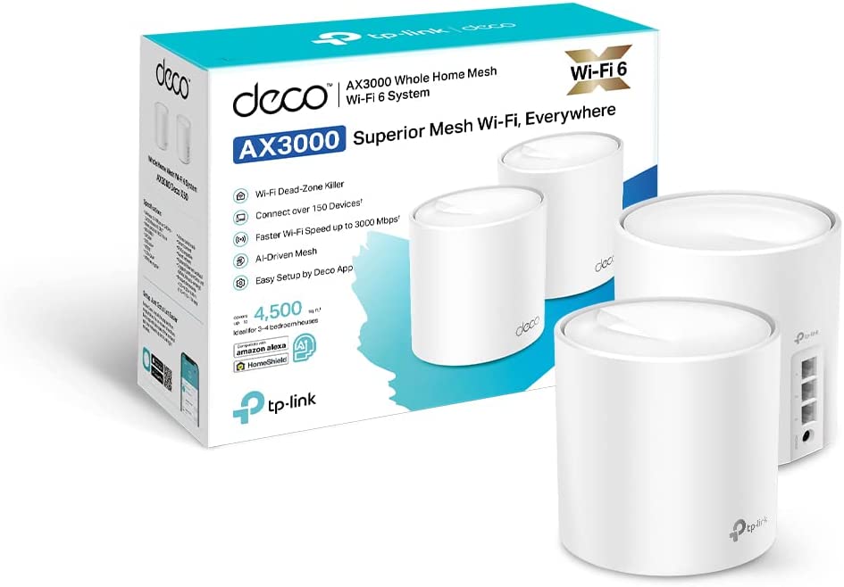 TP-Link Deco X50 AX3000 Whole Home AI-Driven Mesh Wi-Fi 6 System Dual-Band Pack of 2 Refurbished 