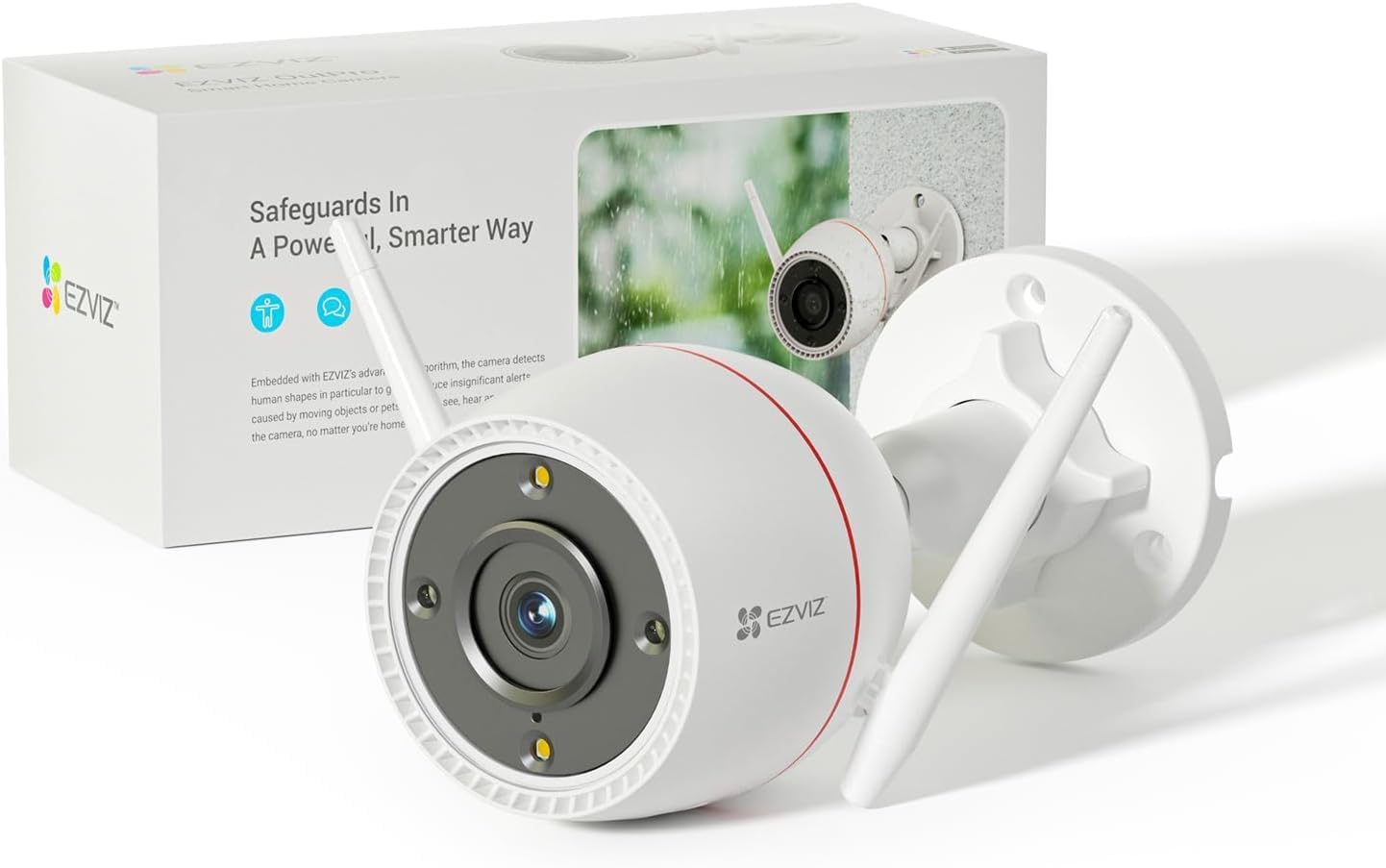 EZVIZ H3c 3MP Outdoor Bullet Security Camera Color 2 Way Audio AI Sirn & Strobe 2K