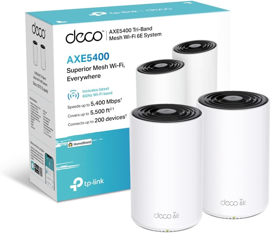 TP-Link Deco XE75(2-pack) AXE5400 Tri-Band Mesh Wi-Fi 6E Gigabit Ports System Pack of 2