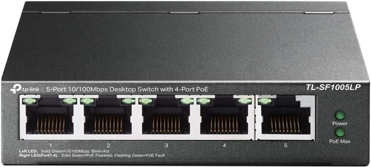 TP-Link TL-SF1005LP 5-Port 100Mbps Desktop PoE Switch with 4-Port PoE 41W UK