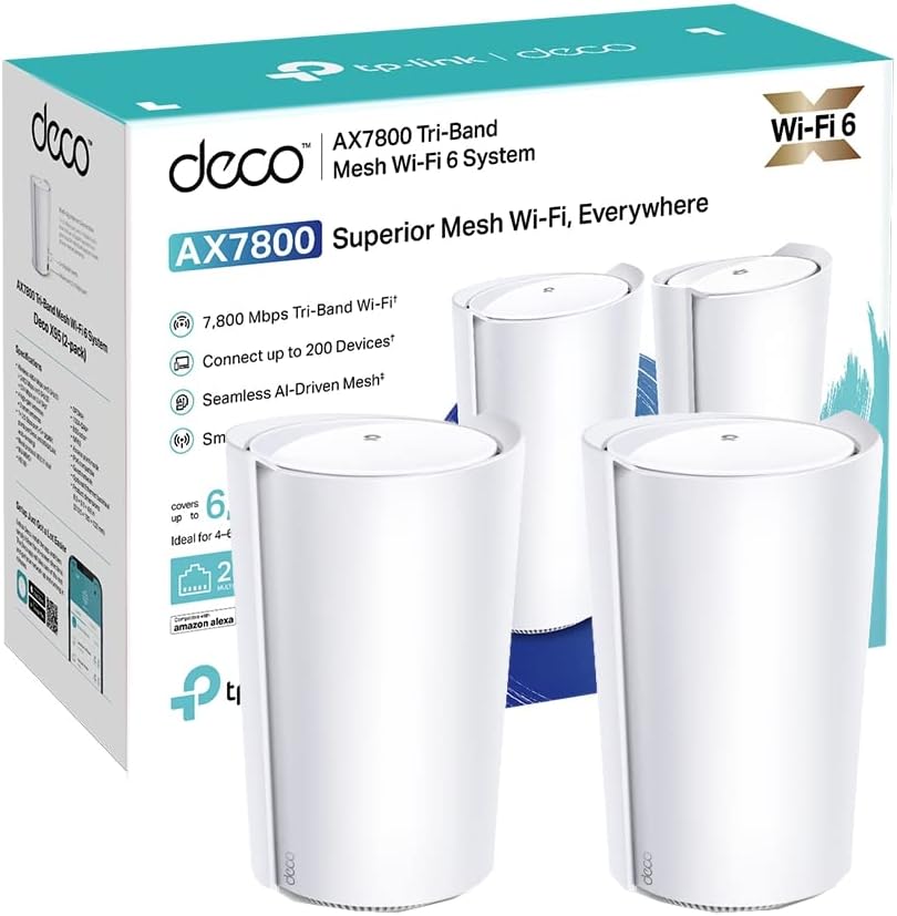 TP-Link Deco X95 AX7800 Whole Home AI-driven Mesh Wi-Fi 6 System 2 Pack