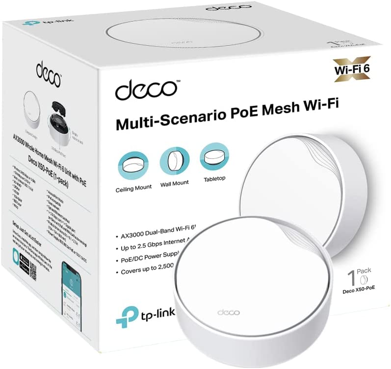 TP-Link Deco X50-PoE AX3000 Whole Home Mesh Wi-Fi 6 with PoE Dual-Band 1 Pack UK