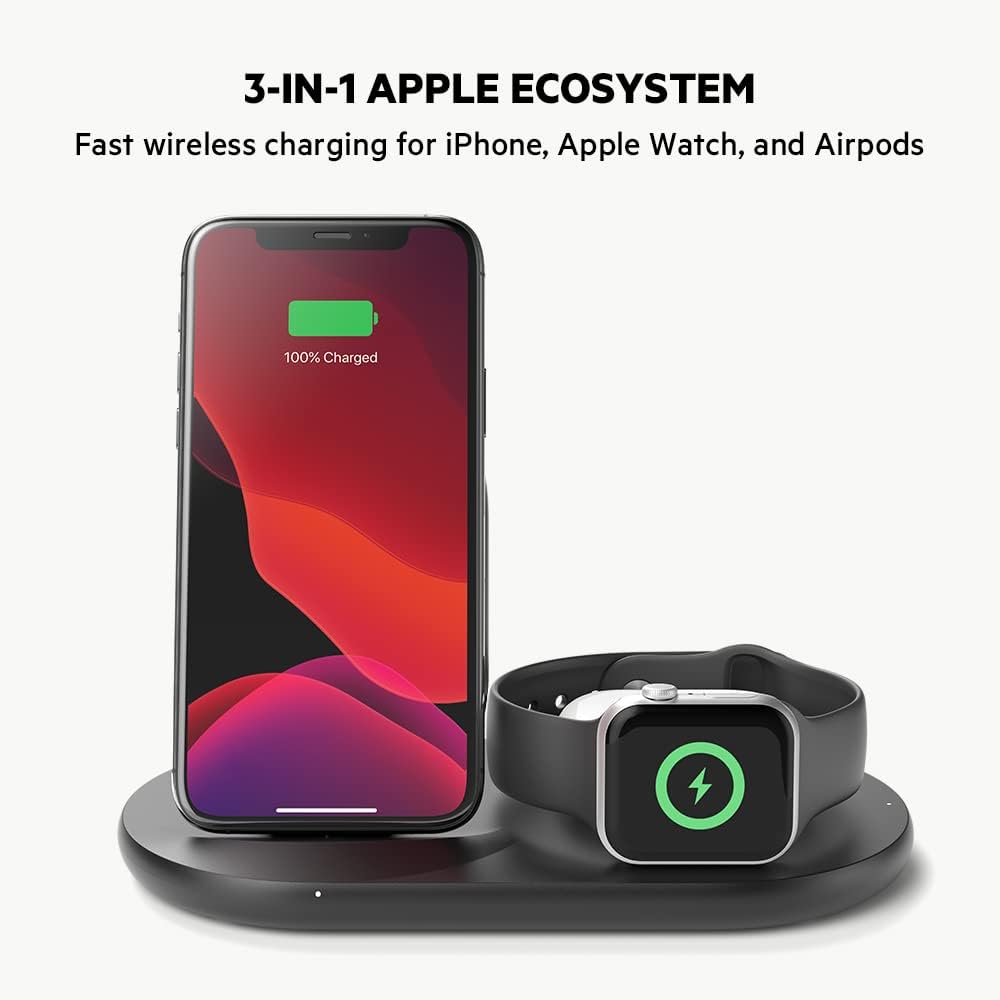 Belkin 3 in 1 Wireless Charging Station 7.5W  for iPhone Apple Watch and AirPods WIZ001myBK