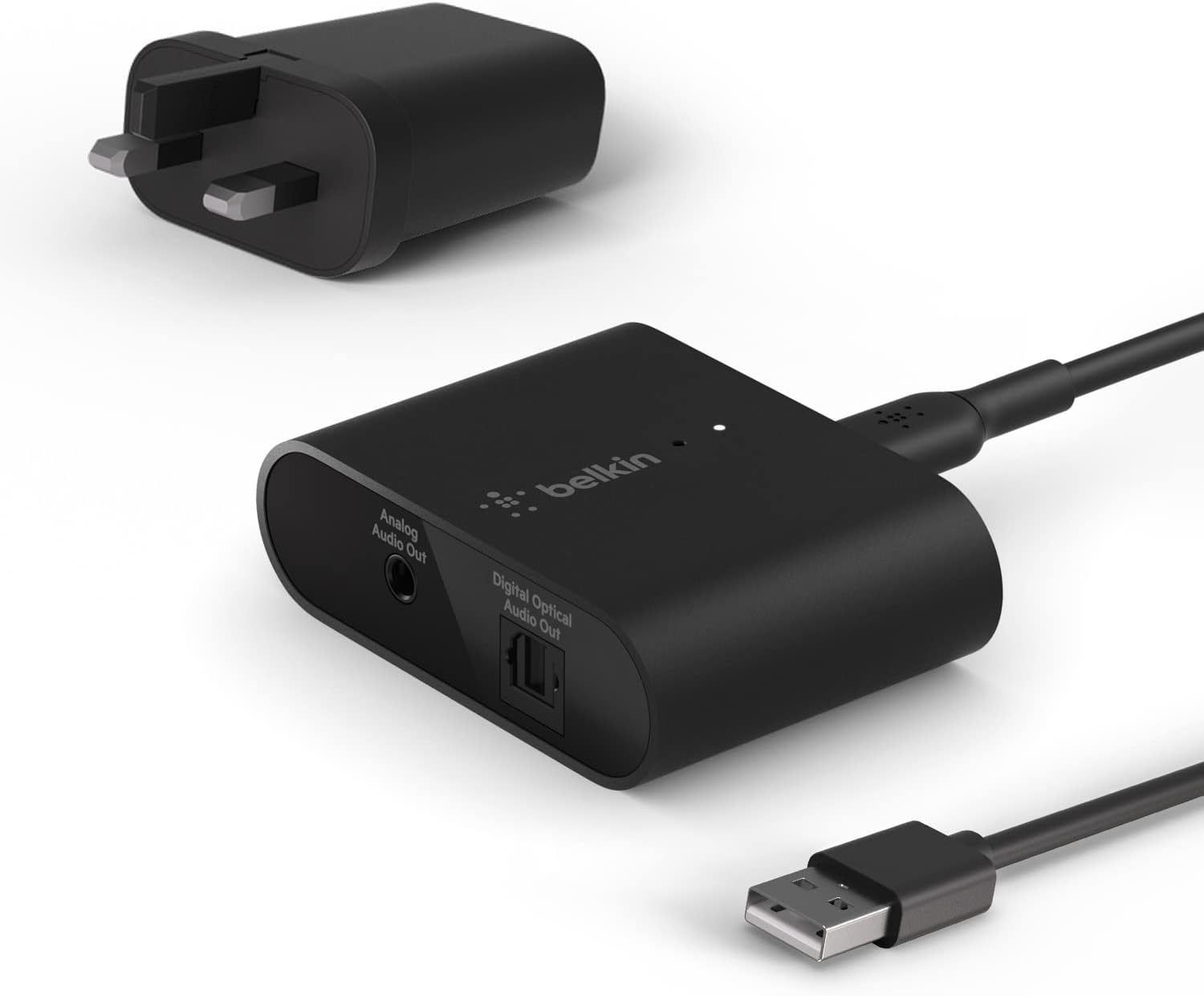 Belkin SoundForm Connect AirPlay 2 Audio Adapter Receiver for Wireless Streaming with Optical 3.5mm 