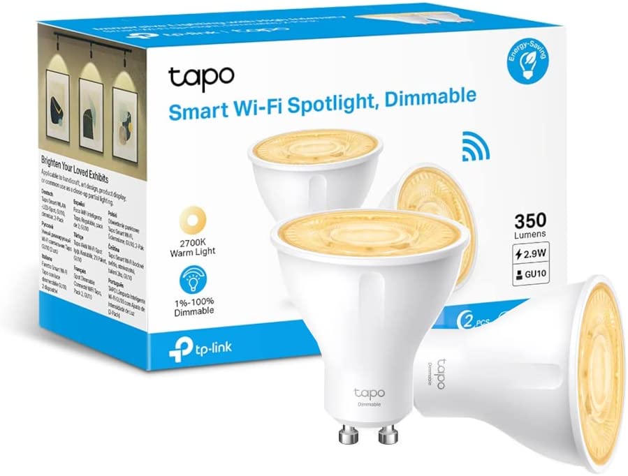 TP-Link Tapo L610 Tapo Smart Wi-Fi Spotlight Dimmable 2700 K Warm Light GU10 Lamp Base 2 Pack