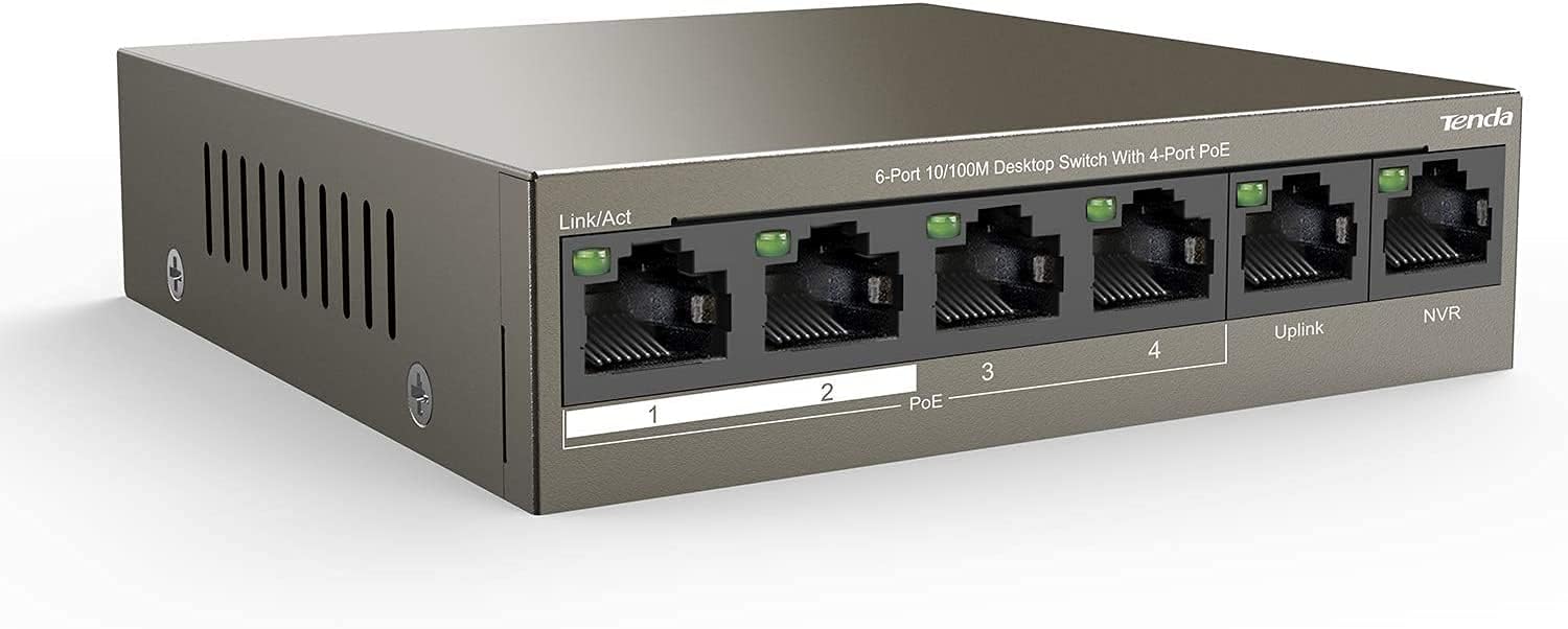 Tenda  TEF1106P-4-63W   6-Port 100M Desktop Network Switch with 4-Port PoE 63W