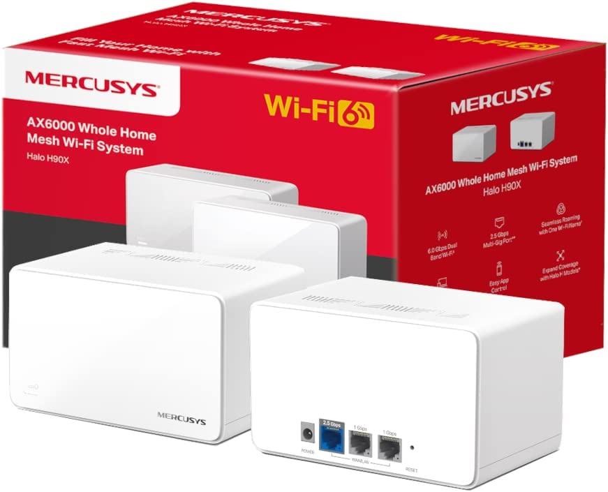 Mercusys H90X  AX6000 Whole Home Mesh Wi-Fi 6 System, Coverage up to 6000 ft² 2-Pack