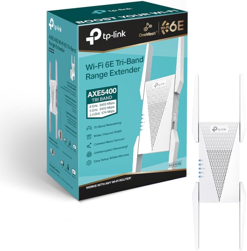 TP-Link RE815XE AXE5400 Tri-Band Mesh Wi-Fi 6E Range Extender Booster 6 GHz UK