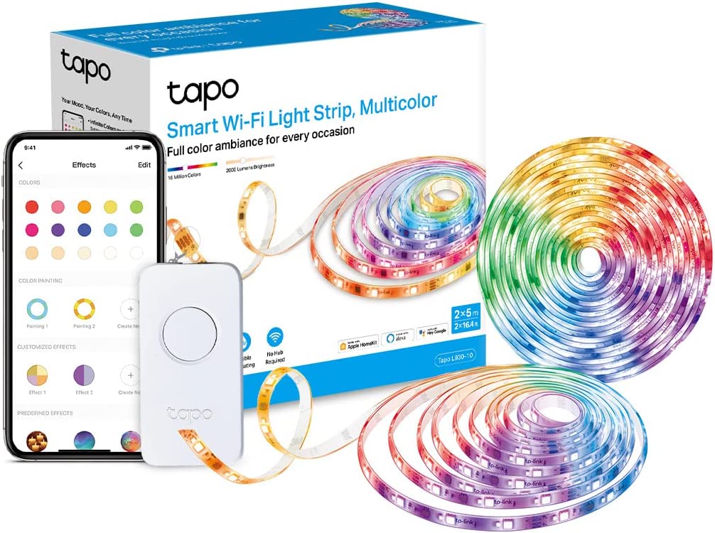 TP-Link Tapo Smart LED Light Strip, 10m, WiFi App Control RGB Multicolour LED
