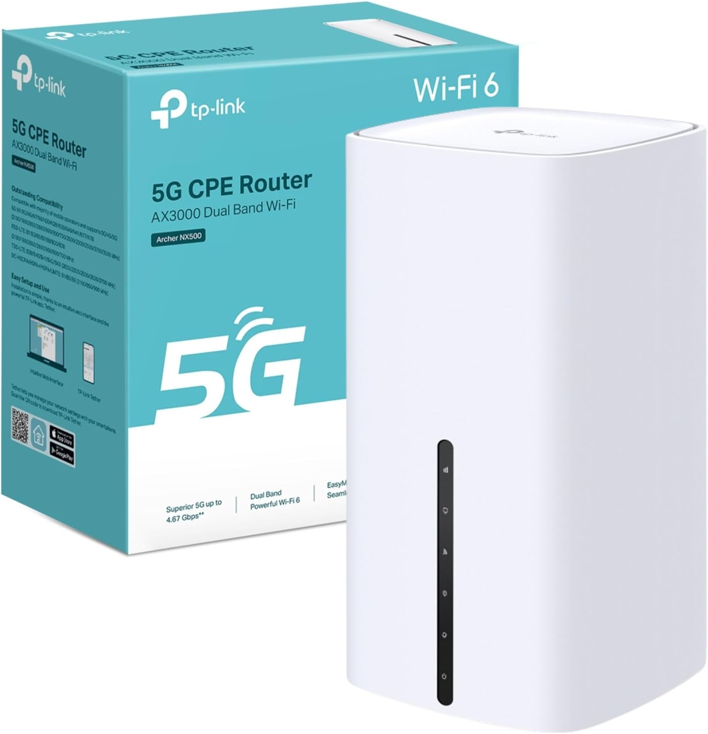 TP-Link Archer NX500 AX3000 Whole Home Wi-Fi 6 Mesh 5G Dual-Band Sim Free Router