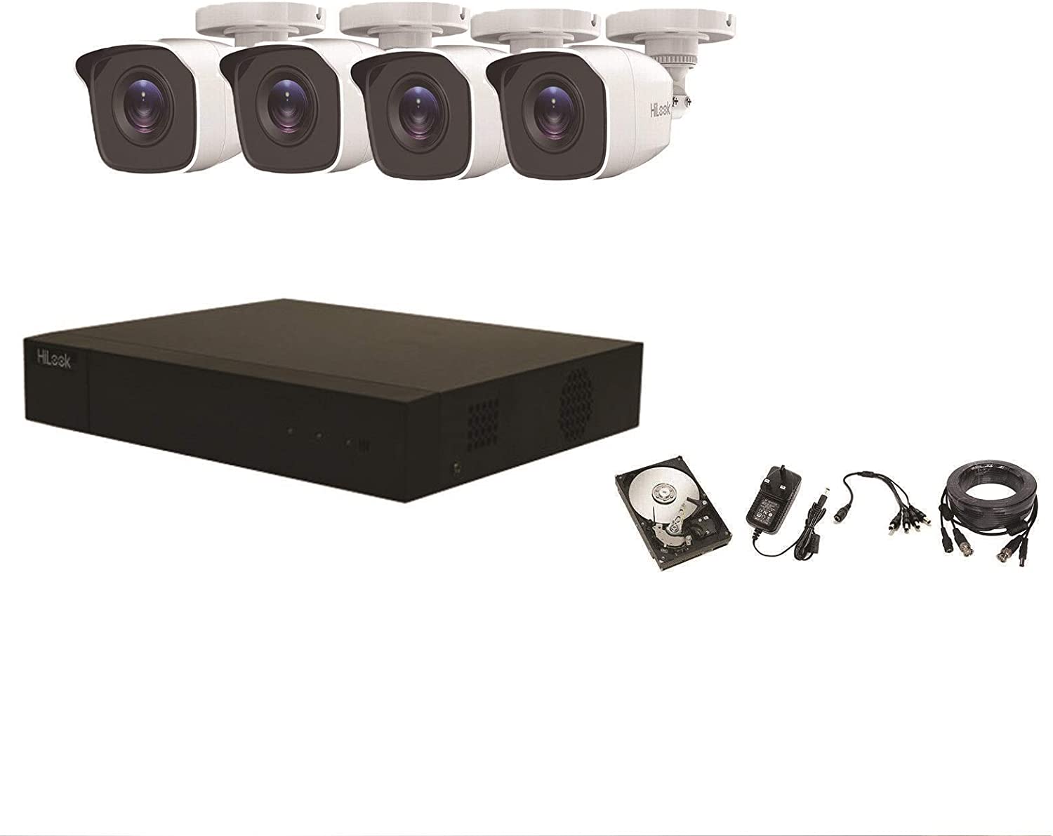 2MP HiLook 4 Bullet Camera CCTV Kit with 1TB Storage Drive