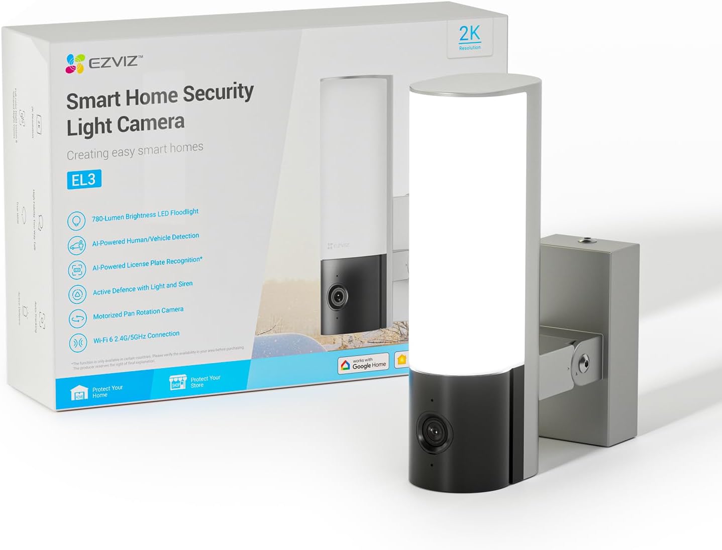 EZVIZ CS-EL3-R100-C3WFL 2K Floodlight Outdoor Security Camera Hardwired Wi-Fi Colour