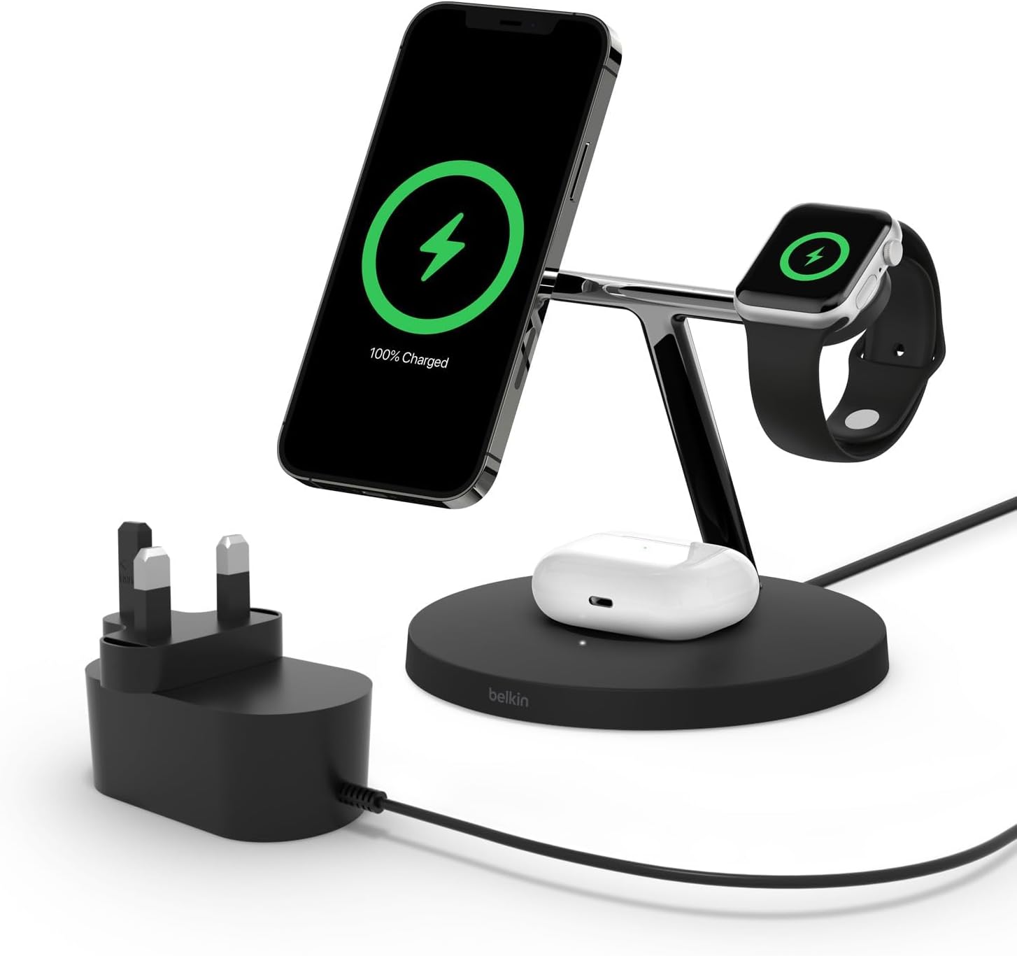 Belkin BoostCharge PRO 3-in-1 Wireless Charger with MagSafe for iPhone 15, iPhone 14, 13