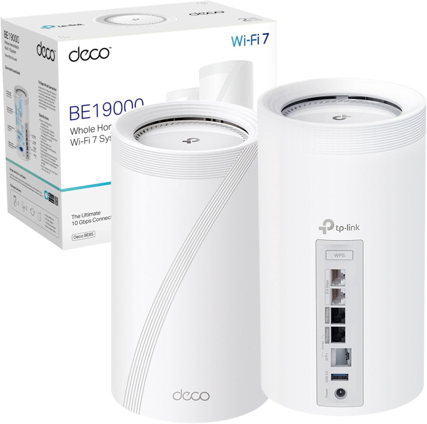 TP-Link Deco BE85 19Gbps Tri-Band WiFi 7 Whole Home Mesh System 10 Gbps Deco BE85(2 pack