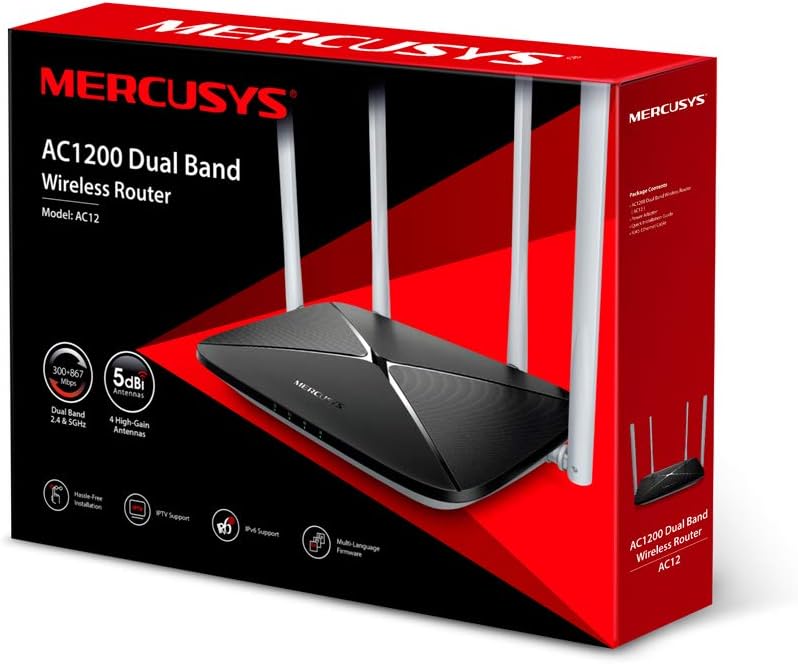 MERCUSYS AC1200 Dual Band Wireless Router 3Port LAN 1200Mbps AC12 UK