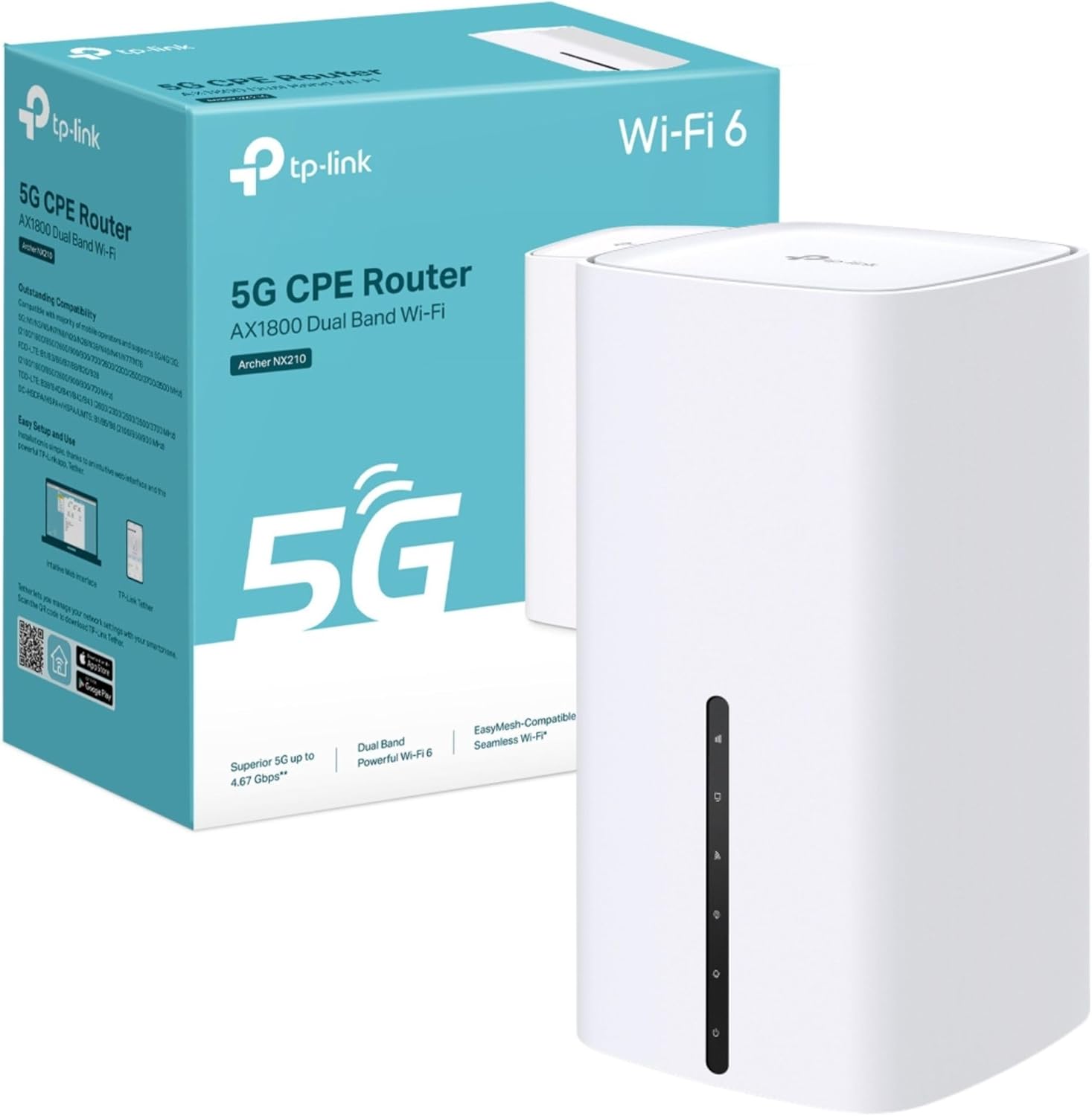 TP-Link Archer NX210 AX1800 Whole Home Wi-Fi 6 Mesh 5G Dual-Band Sim Free Router