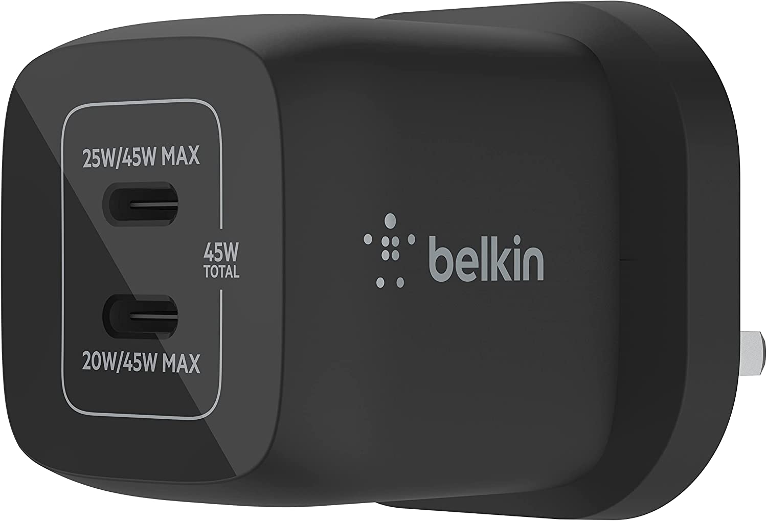 Belkin 45W Dual USB Type C Wall Charger, 3.0 with GaN for iPhone iPad MacBook Galaxy S23