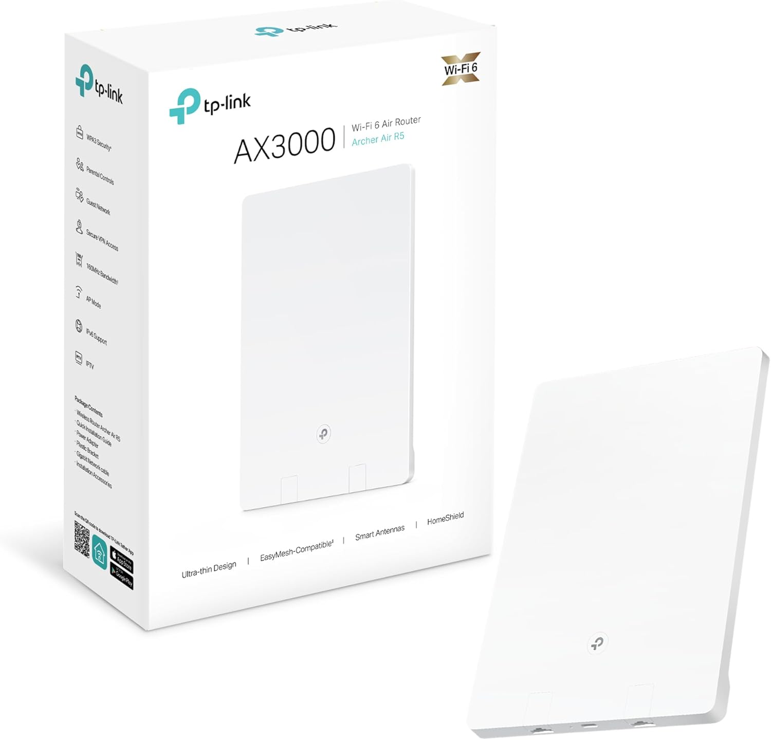 TP-Link Archer Air R5 Wi-Fi 6 AX3000 Dual-Band Wi-Fi 6 Air Router, Gigabit Port OneMesh