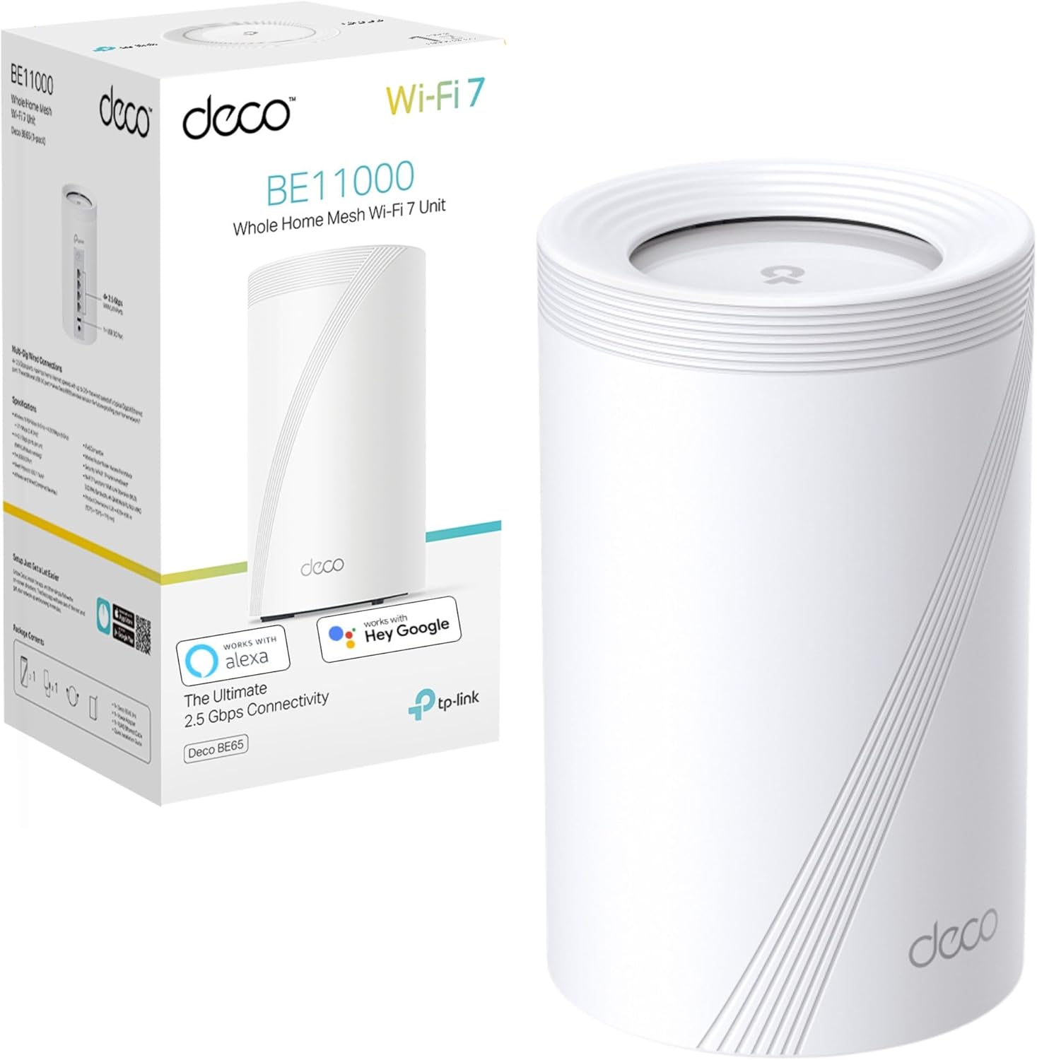 TP-Link BE9300 Whole Home Tri-Band WiFi 7 Speeds up to 9214 Mbps, AI-Driven BE65(1-pack)