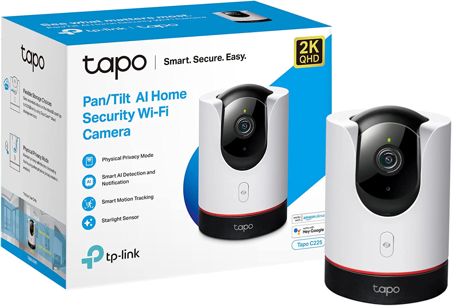 TP-Link Tapo C225 2K Pan and Tilt AI Home Security Wi-Fi Camera 360 Two-Way Audio