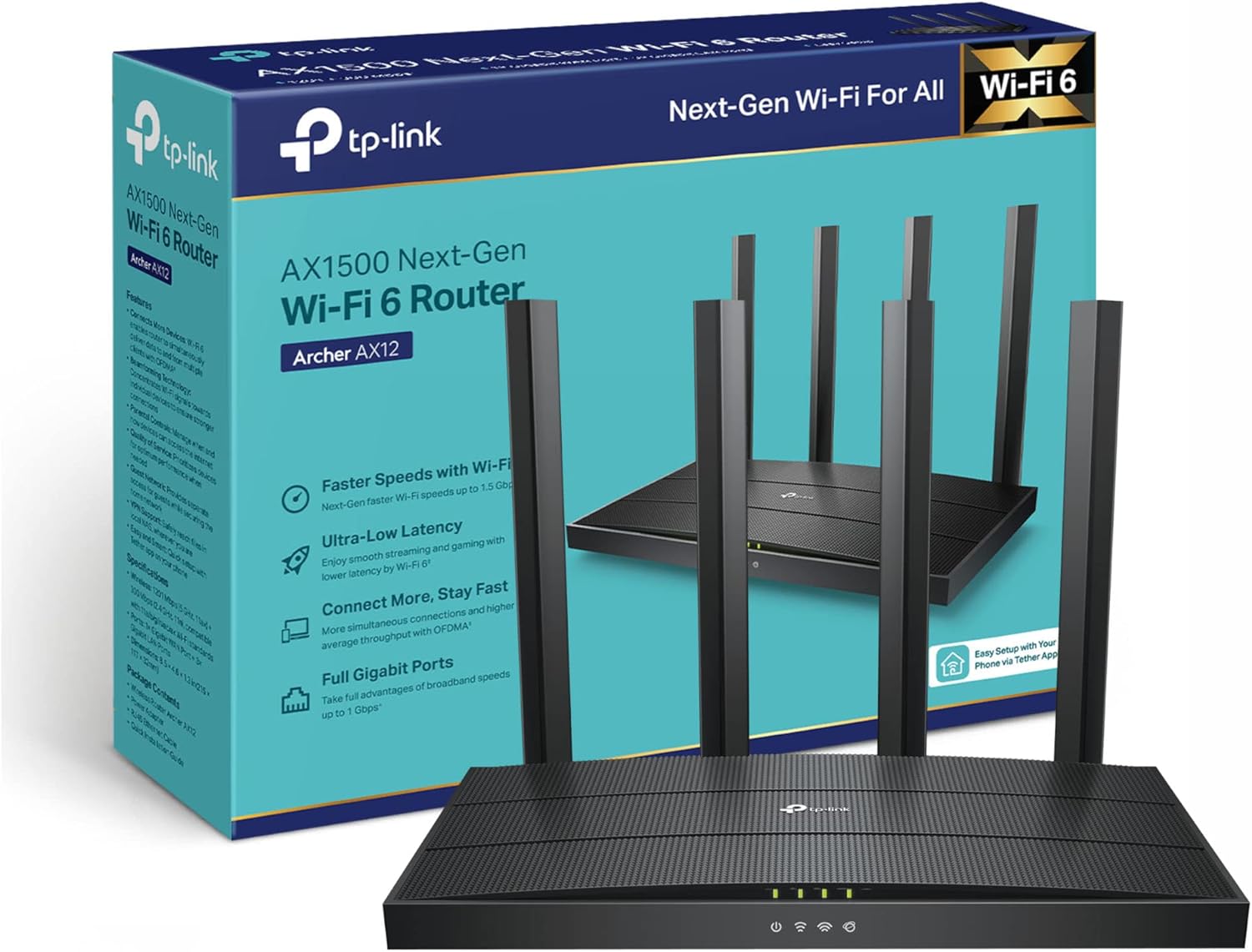 TP-Link Archer AX12 Next-Gen WiFi 6 AX1500 Mbps Dual Band WiFi Cable Router 