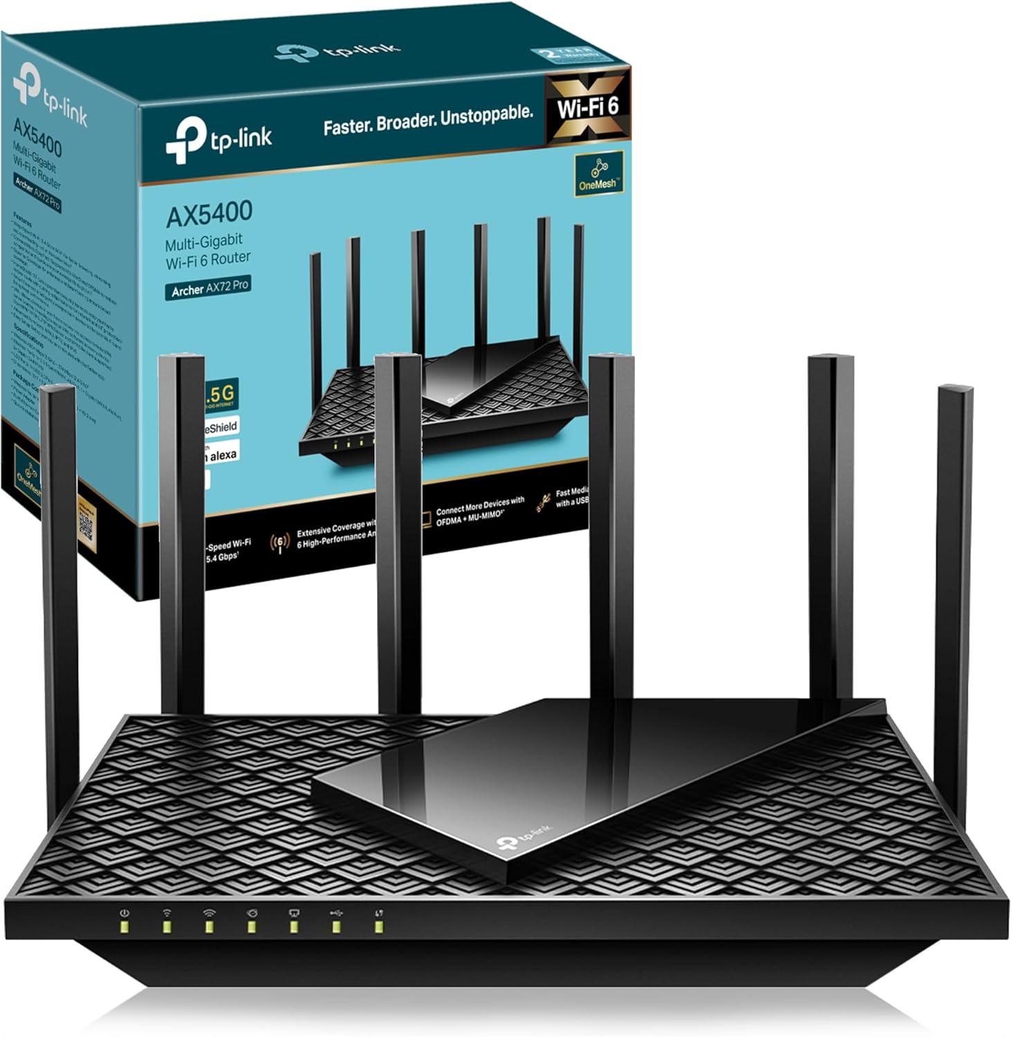 TP-Link AX72 Pro AX5400Mbps Multi-Gigabit Wi-Fi 6 Router OneMesh VPN Supported