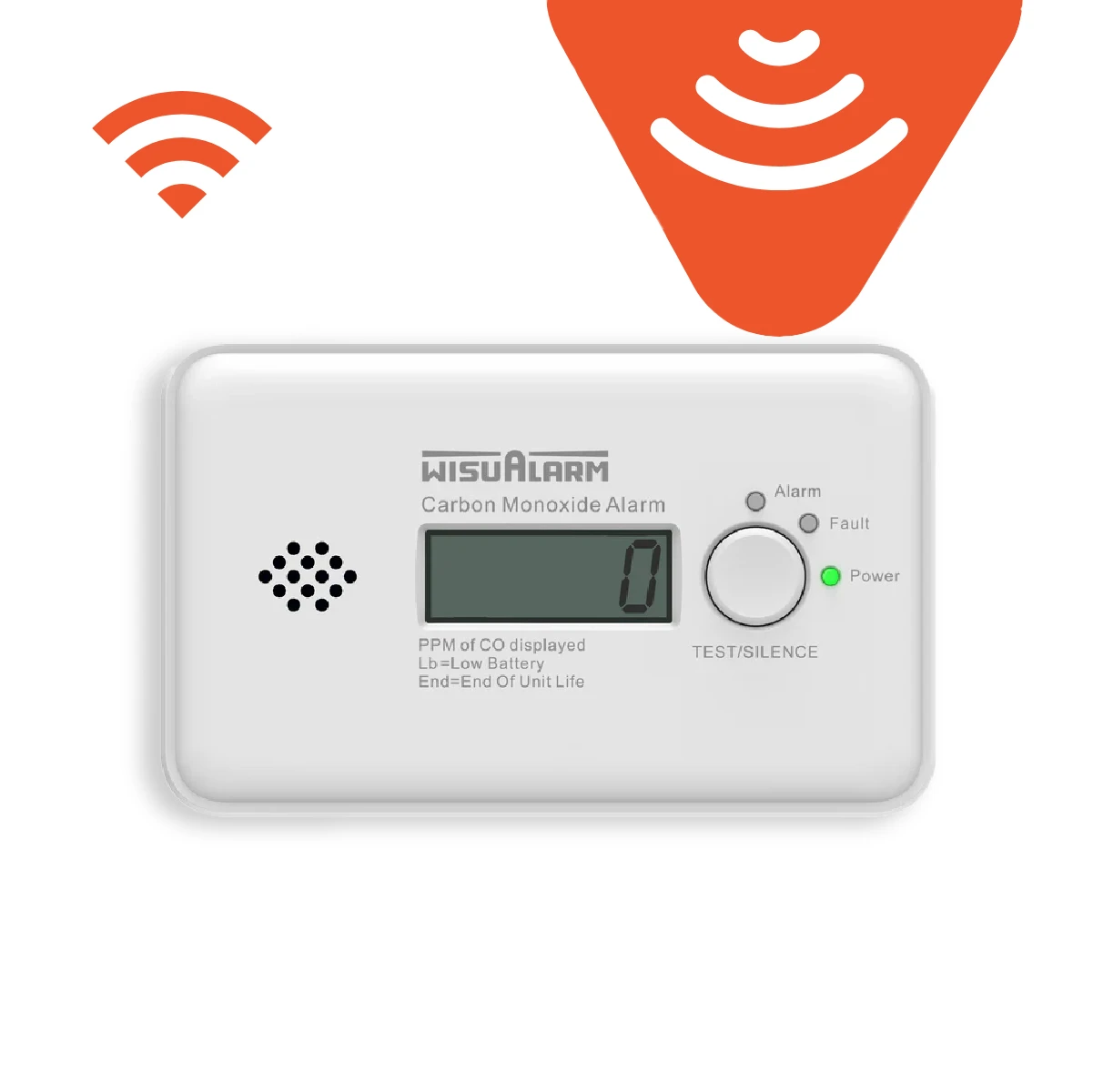 WisualarmDHI-HY-GC20D-R8 Wireless Interconnected CO Alarm Sealed Battery