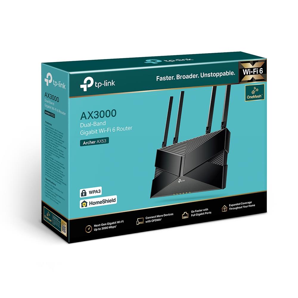 TP-Link Next-Gen Wi-Fi 6 AX3000 Mbps Gigabit Dual Band Wireless Router, OneMesh Refurbished