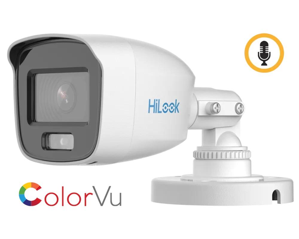 Hilook 3K 5 MP ColorVu Mini Bullet Camera TVI/AHD/CVI/CVBS Built-in Mic,Audio  Metal - White