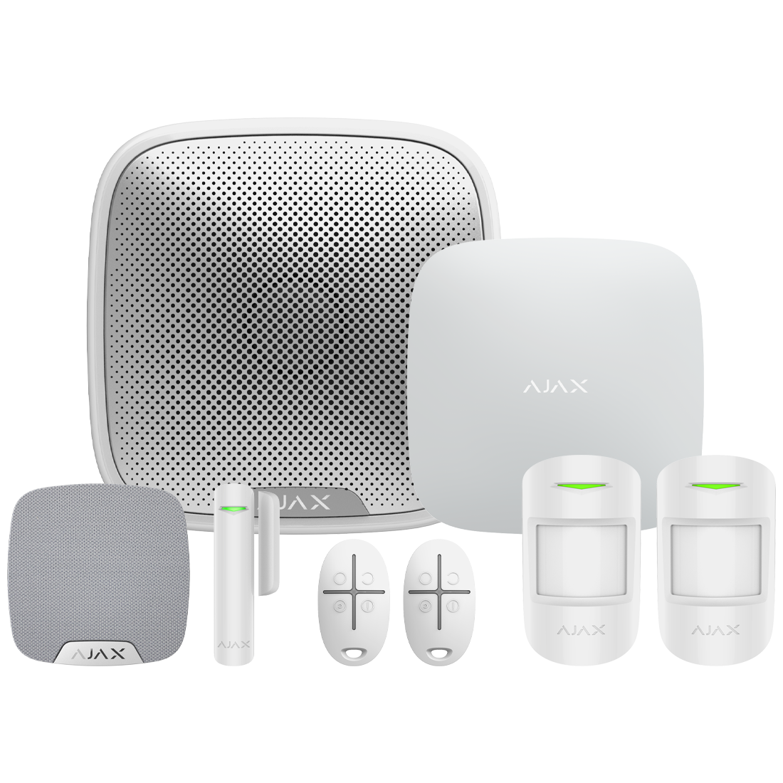 Ajax Systems Kit 1 Keyfobs-Hub Motion Protect x2 Door Protect Space Control x2 SS HS No Wifi PD -White 