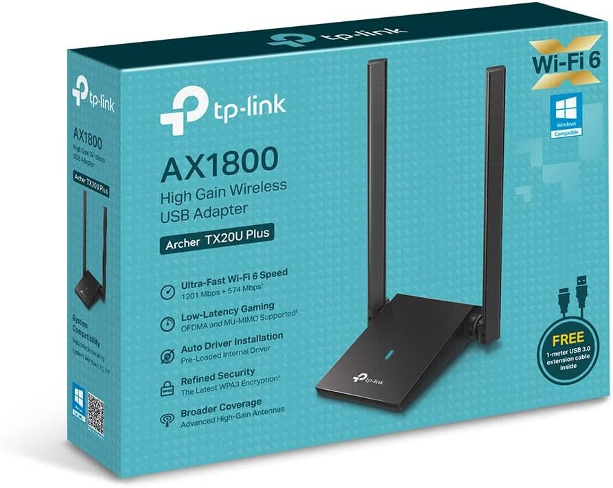 TP-Link Archer TX20U Plus AX1800 Dual Antennas High Gain Wireless USB Adapter