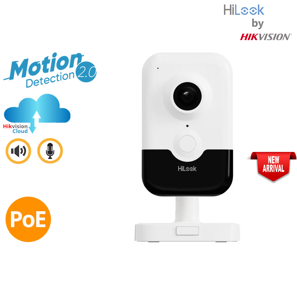 HiLook by Hikvision IPC-C340HA-D/W(W) 4 MP Indoor WiFI Cube Netwok Camera PoE