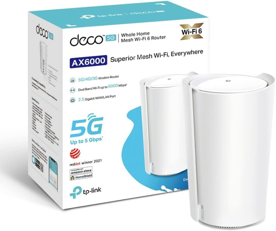 TP-Link Deco X80-5G AX6000 Whole Home Wi-Fi 6 Mesh Gateway 5G/4G Modem Router,VoLTE, Mesh 