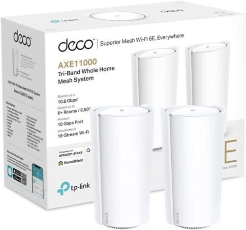 TP-Link Deco XE200 AXE11000 Whole Home Mesh Wi-Fi 6E System Tri-Band AI 2 Pack