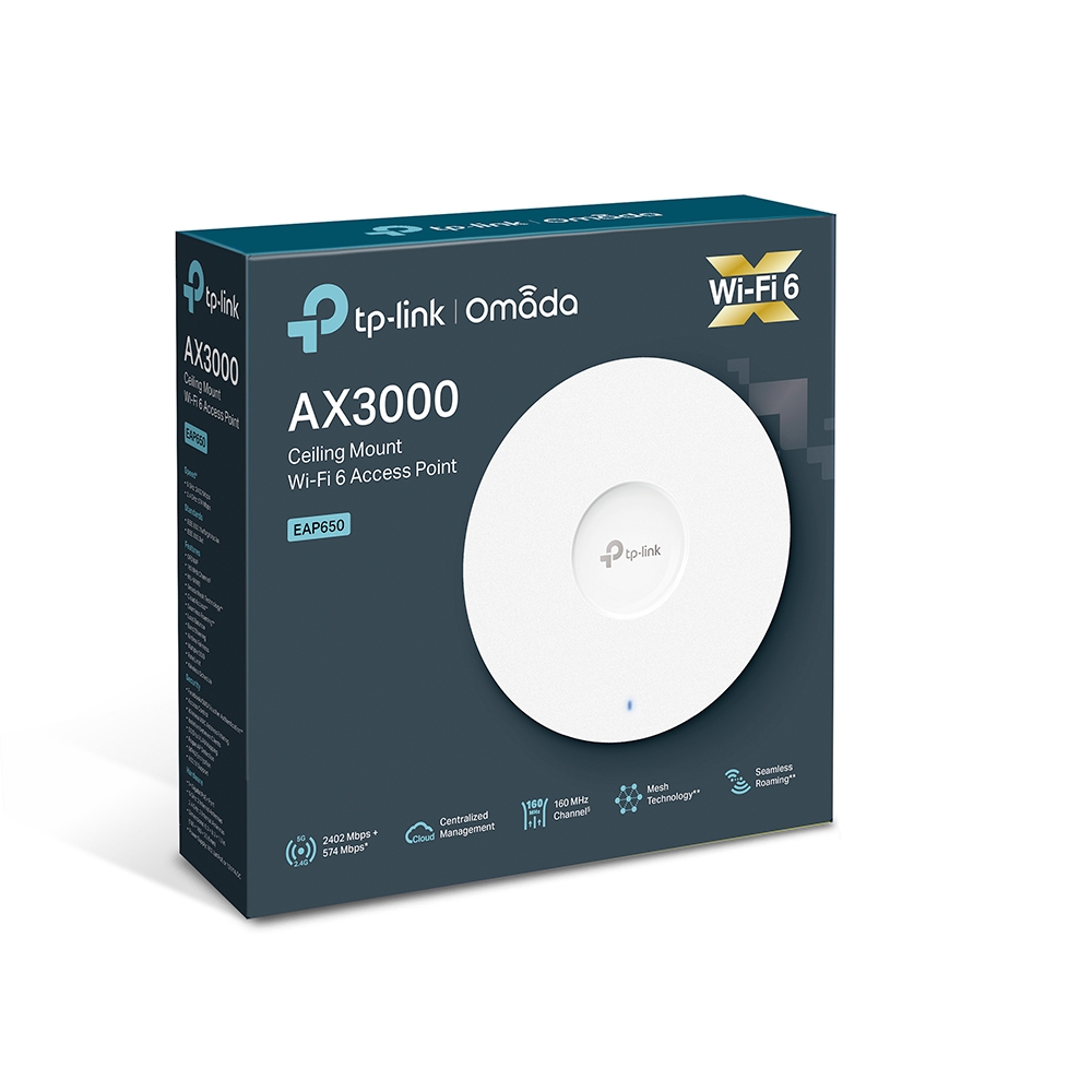 TP-Link EAP650 AX3000 Ceiling Mount WiFi 6 PoE Access Point 2976 Mbps Omada Mesh
