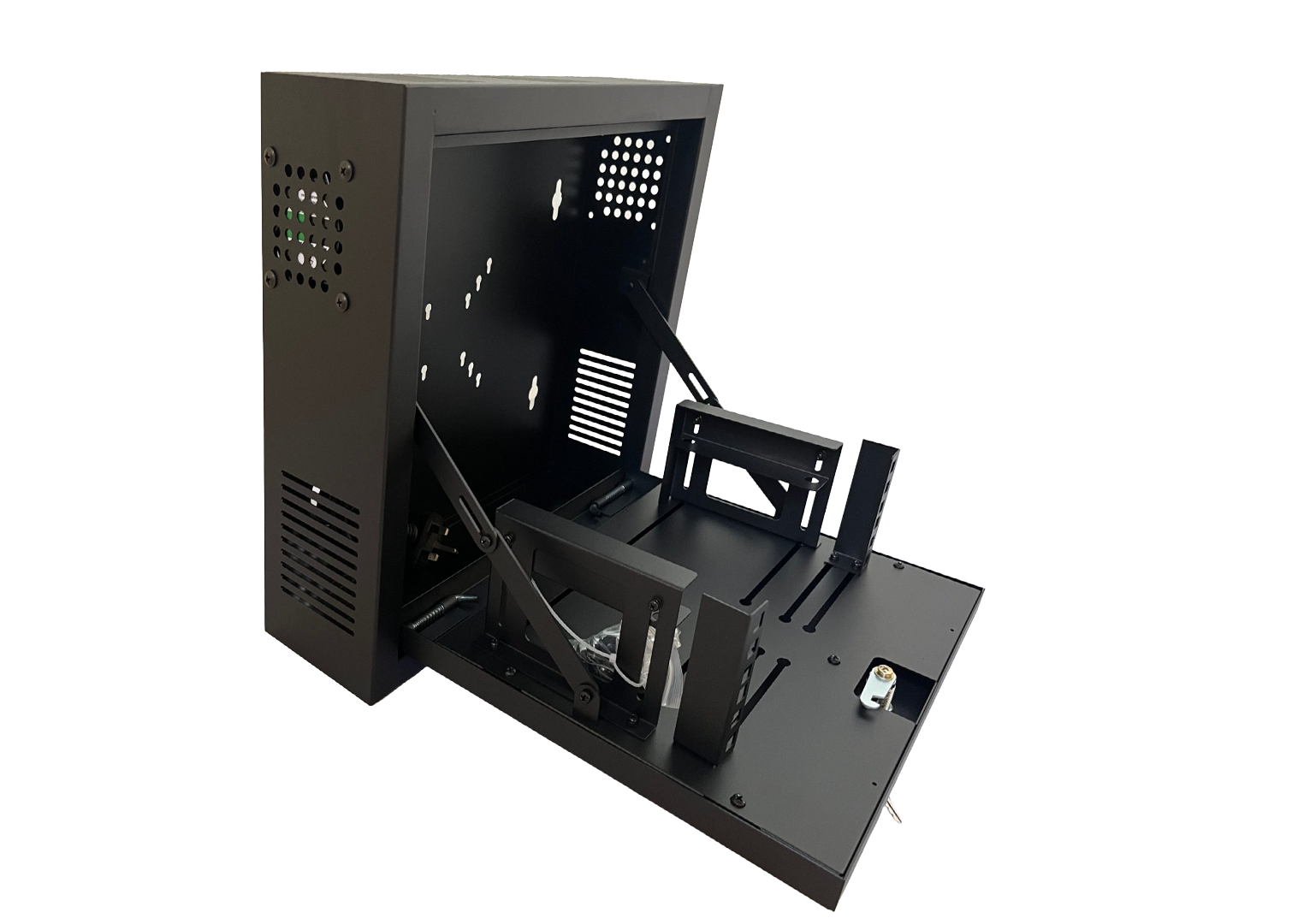 AVA CCTV Lockable Wall Mount Case Lock Box Safe Box for DVR 15x15x5 With Fan-Lock - Black 