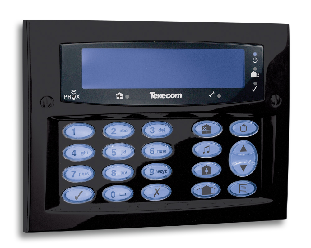 Texecom DBD-0124 Premier Elite Diamond Black FMK Keypad Large Blue LCD Screen