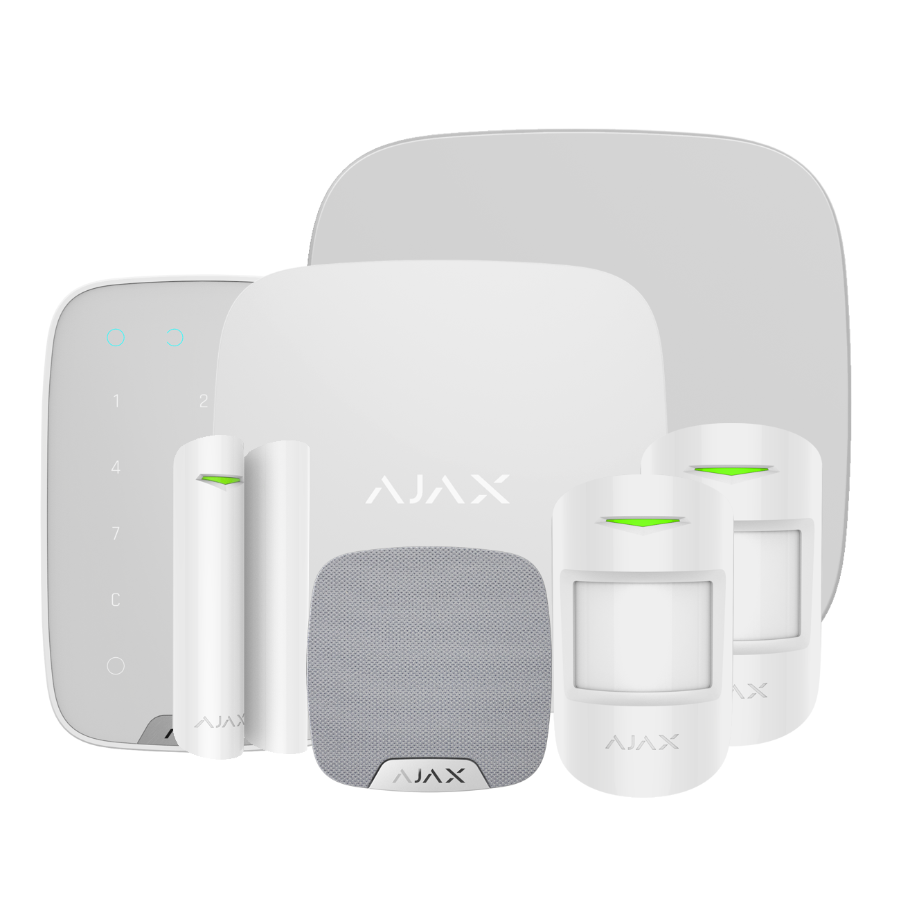 Ajax Systems 35657 Ajax Kit 3 Hub2(2G)+MP DD House with keypad (8PD) white 