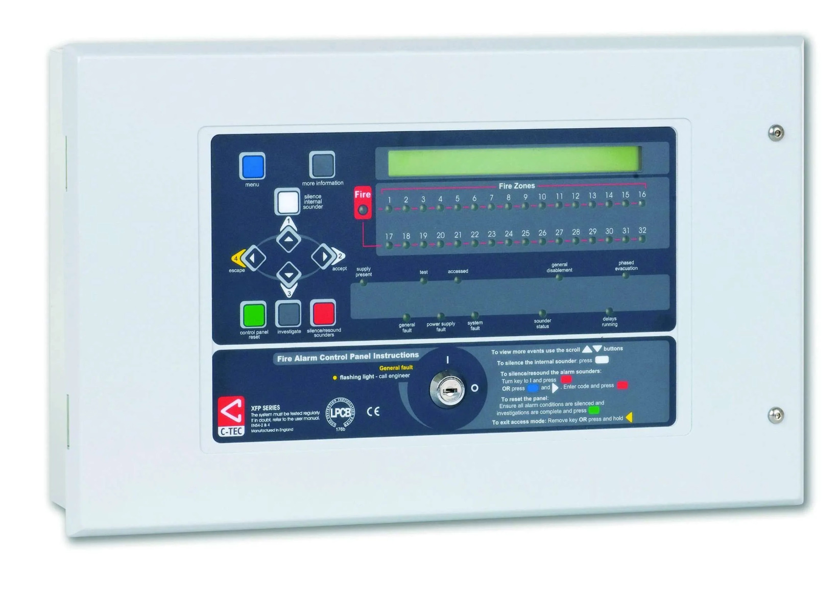 C-TEC XFP Networkable one loop 32 zone panel, Hochiki ESP, 3A 