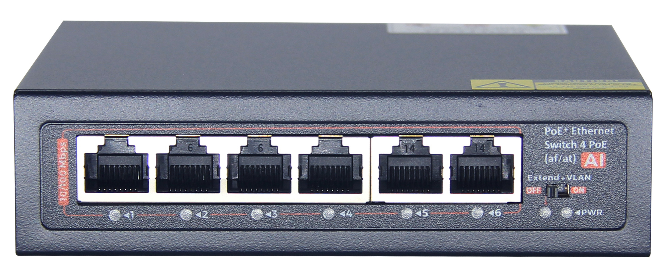 AVA 60W 4-Port 100Mbps PoE CCTV Switch 100m Surge Protection: 2KV Plug & Play