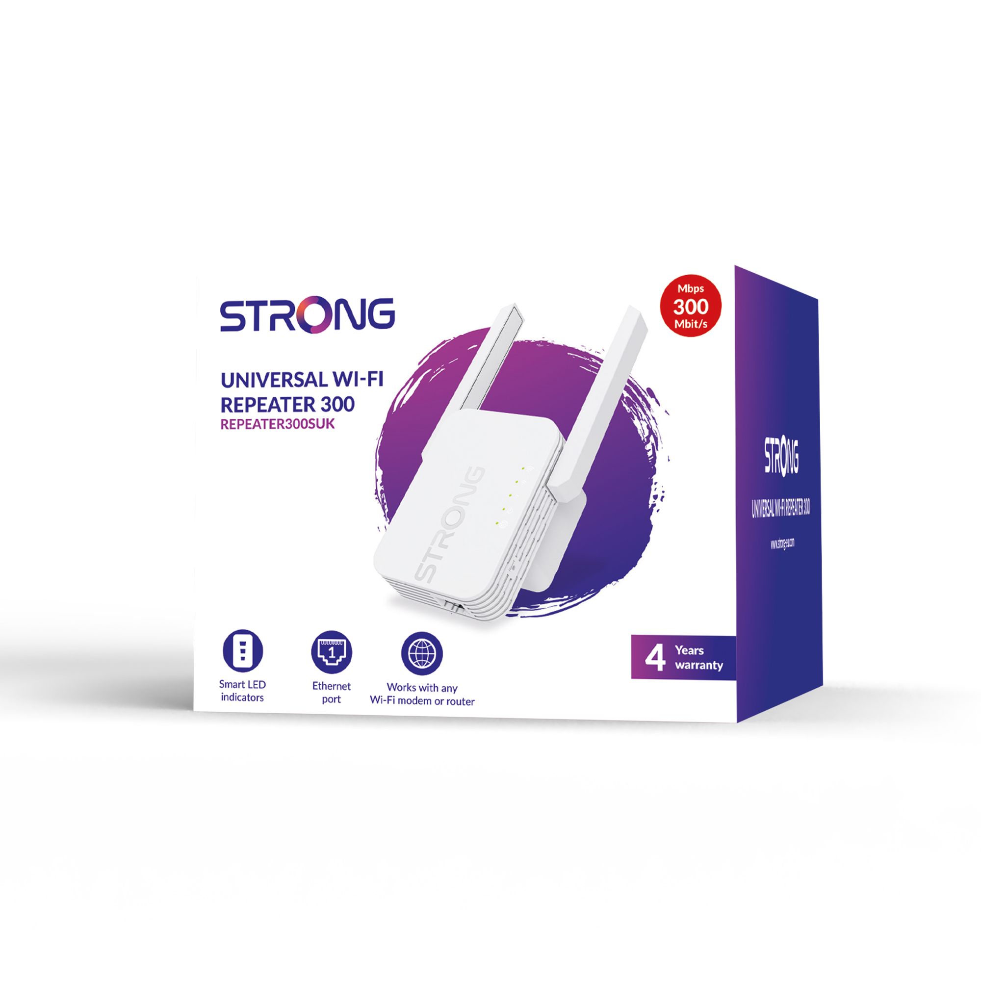 Strong  REPEATER300SUK 300Mbps Universal Wall Plug Range Extender/Booster High Speed UK